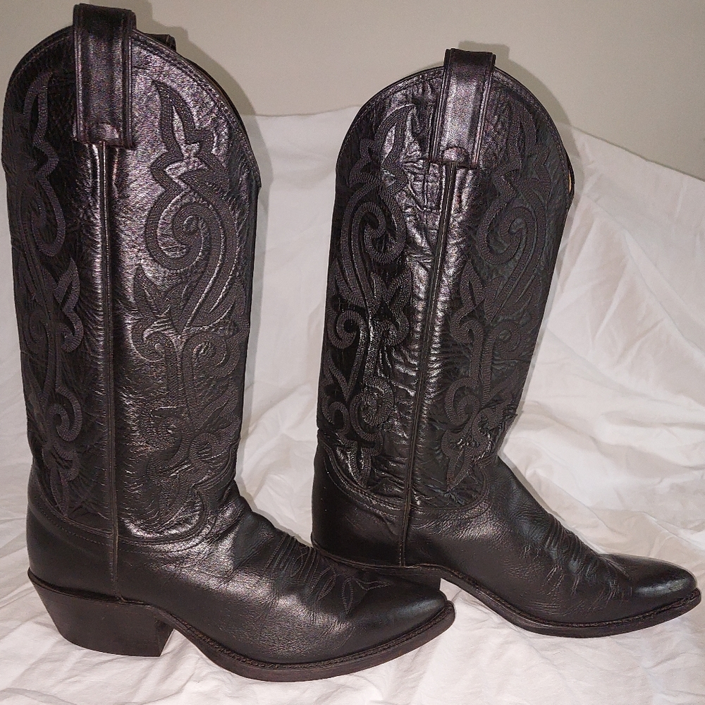 Justin Black Corona LeatherWestern Boots men's
